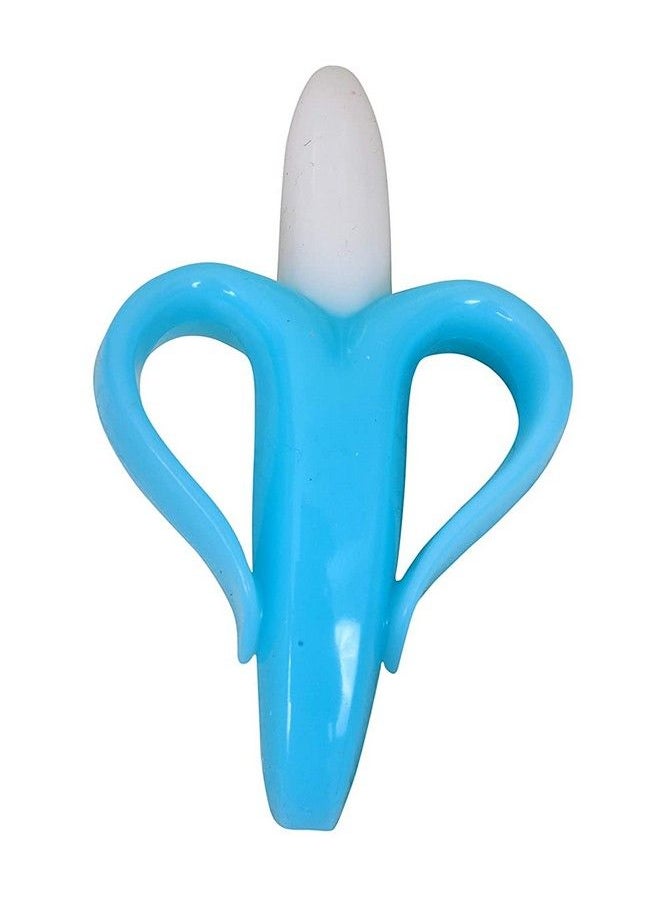 The Little Lookers - Single Silicone Banana Shaped Baby Teething Toothbrush;Teether For Babies;Toddlers;Infants;Children (Blue Pack Of 1) - Image 1