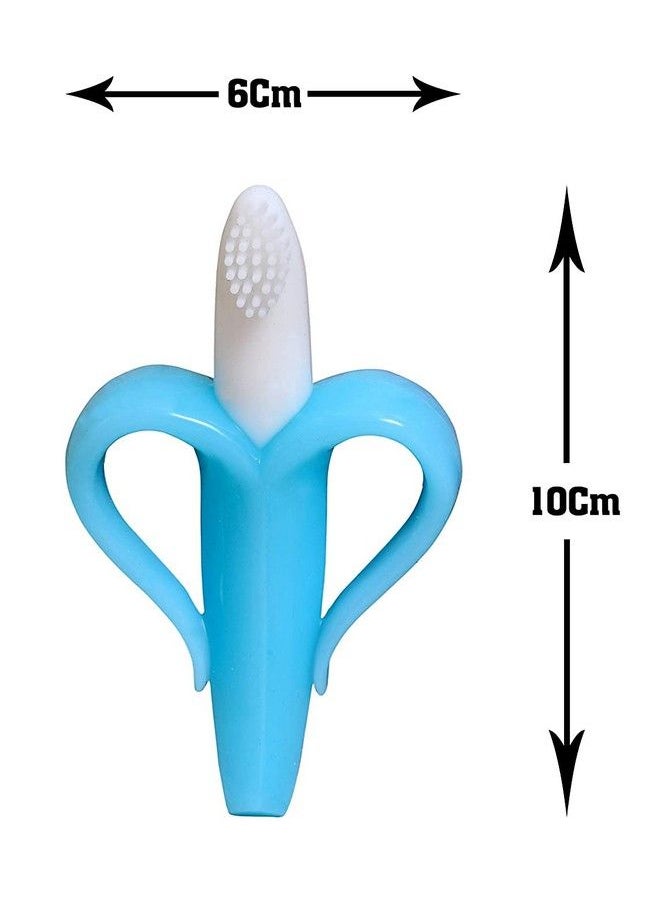 The Little Lookers - Single Silicone Banana Shaped Baby Teething Toothbrush;Teether For Babies;Toddlers;Infants;Children (Blue Pack Of 1) - Image 1