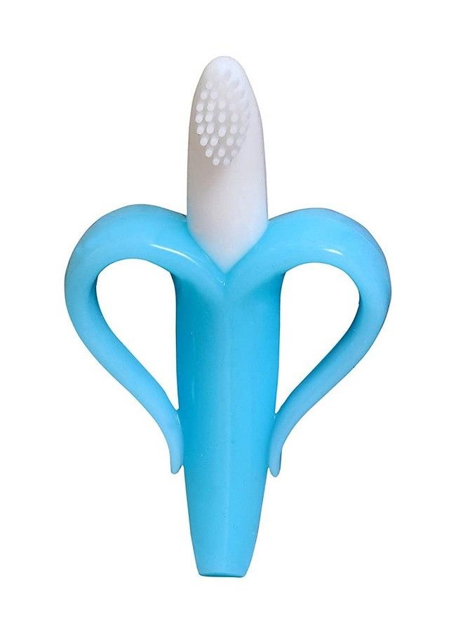 The Little Lookers - Single Silicone Banana Shaped Baby Teething Toothbrush;Teether For Babies;Toddlers;Infants;Children (Blue Pack Of 1) - Image 1