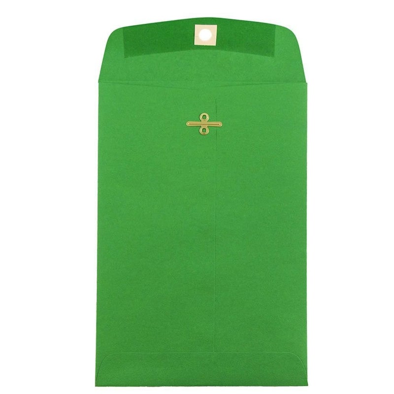 JAM PAPER 6 x 9 Open End Catalog Colored Envelopes with Clasp Closure Green Recycled 50Pack