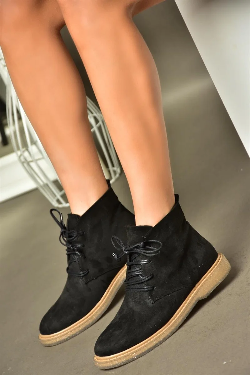 Fox Shoes R374923202 Black Suede Low Sole Classic Women's Boots