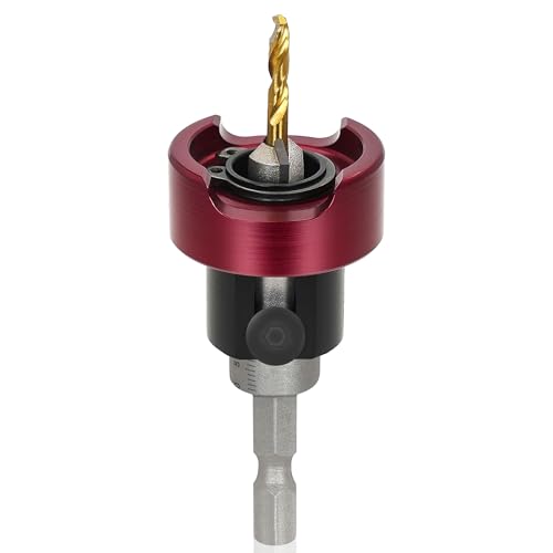 KEENTECH Carbide Tipped 82° Countersink Drill Bit with Depth Stop, 3/8" Dia x 1/8" Drill Diameter x 1/4" Shank, Adjustable Depth Stop with Ball Bearing for High Fine Finish on Softwood and Hardwood - Image 1