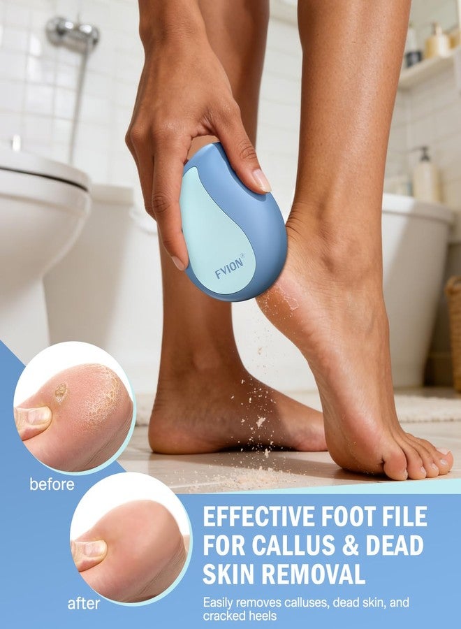 FVION Nano Glass Foot File for Callus Removal – Gentle Foot Pumice Stone with Cover, Portable Dead Skin Foot Scrubber, Portable Pedi Egg Foot Care Tool – Blue - Image 2