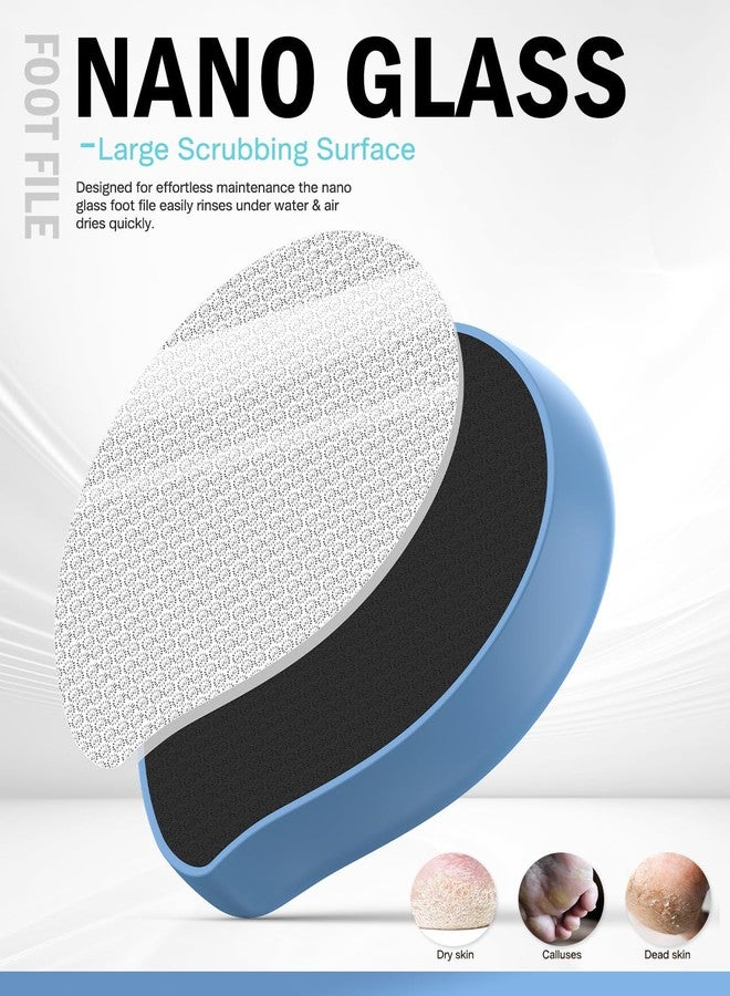 FVION Nano Glass Foot File for Callus Removal – Gentle Foot Pumice Stone with Cover, Portable Dead Skin Foot Scrubber, Portable Pedi Egg Foot Care Tool – Blue - Image 4