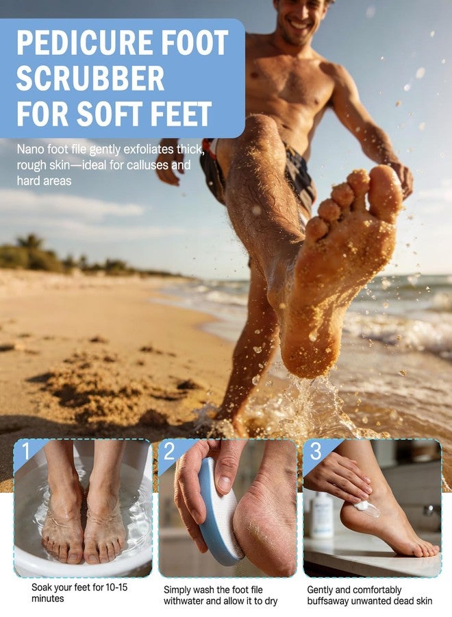 FVION Nano Glass Foot File for Callus Removal – Gentle Foot Pumice Stone with Cover, Portable Dead Skin Foot Scrubber, Portable Pedi Egg Foot Care Tool – Blue - Image 3