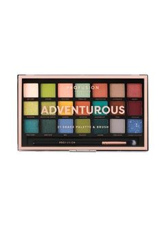 Profusion Cosmetics Adventurous 21 Shade Eyeshadow Palette & Brush Earthy Tones Rich Pigments Blendable Colors  - Image 1