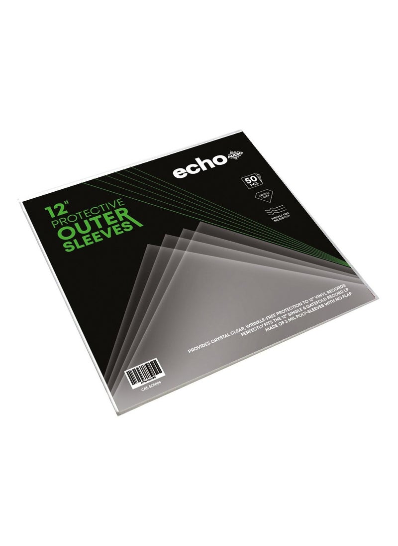 echo AUDIO Echo Audio 12 Inch Vinyl Record Outer Sleeves Pack of 50 3 Millimeters Thickness 12.75 x 12.75 inches Ideal Protection for Your LP Album Collection and Vinyl Record Covers  - Image 1