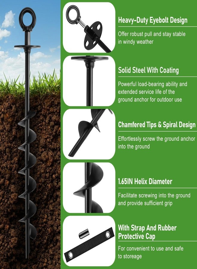 Ciyivak Ground Anchors Screw in - Heavy Duty Trampoline Anchors/Stakes for High Wind, 4 Pack Earth Anchor Kit with Straps and Wrenches for Swing Set, Trampolines, Shed, Mobile Home, Carport, Gazebo - Image 3