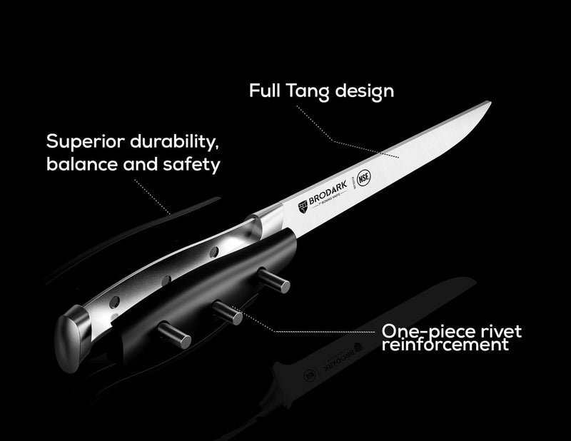 BRODARK 7" Boning Knife - Deboning for Meat Cutting With Full Tang Handle - High Carbon Stainless Steel Fillet - NSF Certified, Steel-King Series - Image 4