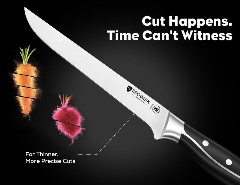 BRODARK 7" Boning Knife - Deboning for Meat Cutting With Full Tang Handle - High Carbon Stainless Steel Fillet - NSF Certified, Steel-King Series - Image 2