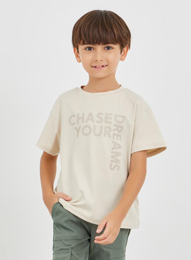 Styli Slogan Print Round Neck T-Shirt - Image 1