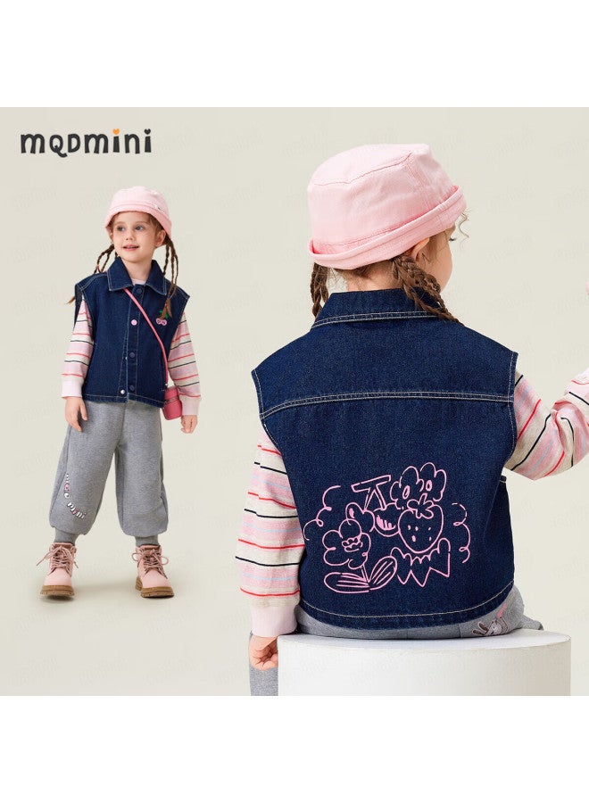 Mqdmini Kids Denim Vest Spring Fashion Stylish Versatile Soft Vest For Boys And Girls - Image 1