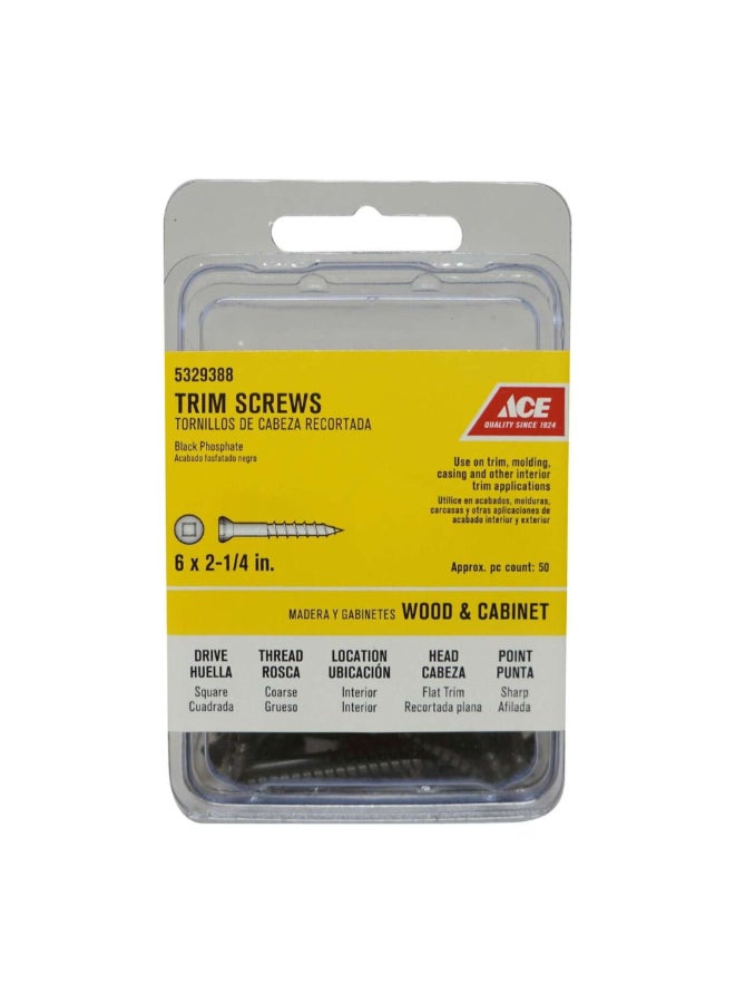 ACE 50-Piece Square Coarse Trim Screws Black No.6 x 2.25inch ACE5329388  - Image 1