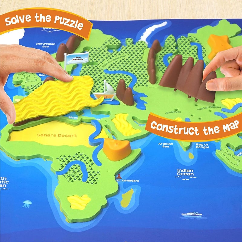 Mapology Physical Features | World Map for Kids | 3D Puzzles for Kids Ages 8-10 | Educational Toys for Kids 8-12 | Gifts for Boys & Girls 8-12 | Building Toys Gift For Birthday and Christmas - Image 3
