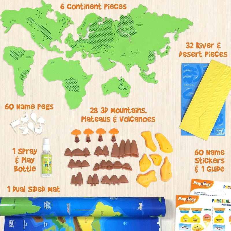 Mapology Physical Features | World Map for Kids | 3D Puzzles for Kids Ages 8-10 | Educational Toys for Kids 8-12 | Gifts for Boys & Girls 8-12 | Building Toys Gift For Birthday and Christmas - Image 2