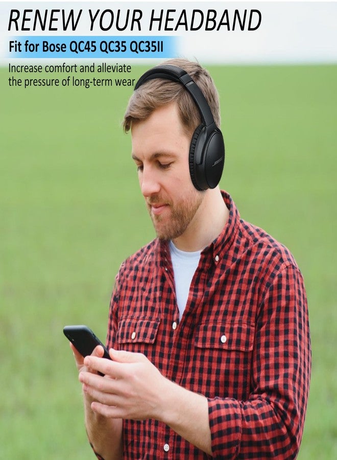 EARROCK Headband Pad for Bose QuietComfort 45 QC35 QC35II QC45 Headphones with Protein Leather and Memory Foam (Black) - Image 2