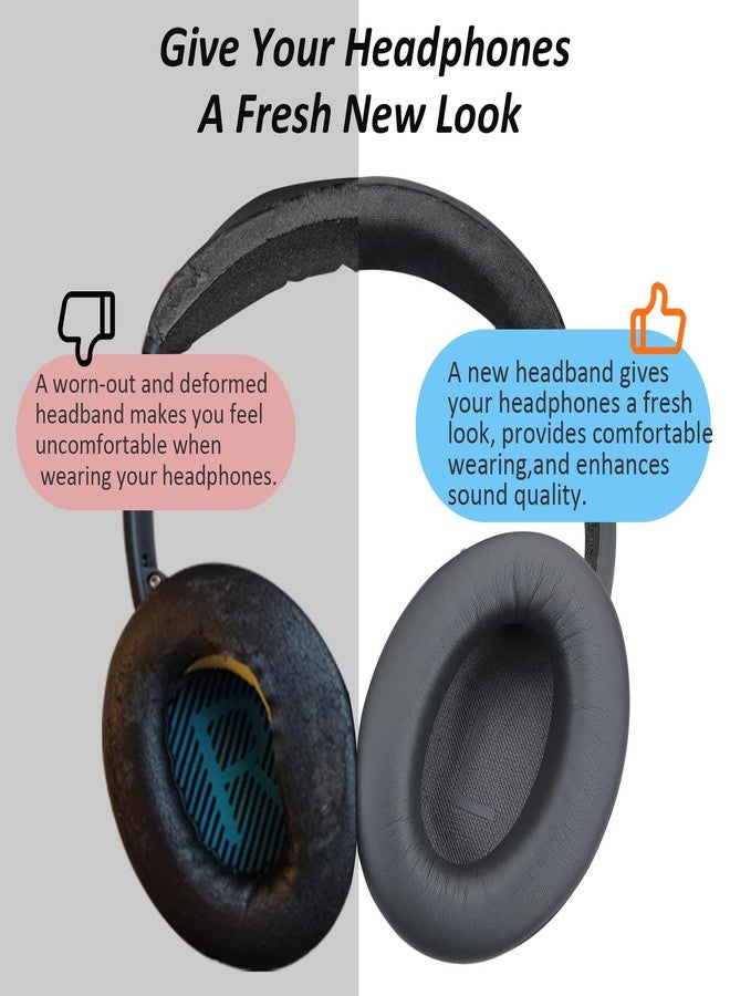 EARROCK Headband Pad for Bose QuietComfort 45 QC35 QC35II QC45 Headphones with Protein Leather and Memory Foam (Black) - Image 3