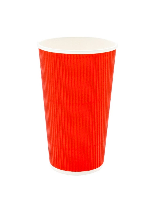 Restaurantware Restaurantware 16 Ounce Ripple Wall Disposable Coffee Cups, 500 Insulated Red Paper Tumblers with Rolled Rim Design, Lids Sold Separately for Hot Drinks like Tea, Hot Chocolate, and More  - Image 1