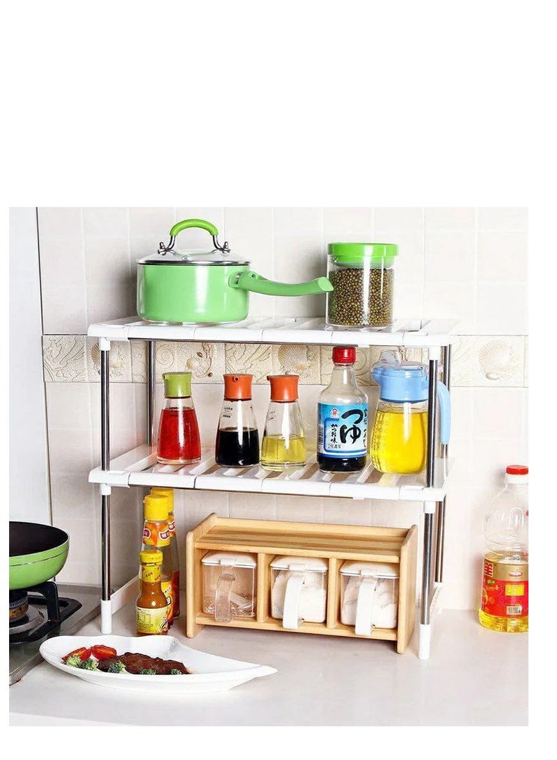 Under Sink Organizer Shelf – 2-Tier Adjustable Storage Rack with Sliding Drawers & Hooks | Space-Saving Bathroom & Kitchen Cabinet Organizer, Rustproof Steel Frame  - Image 1