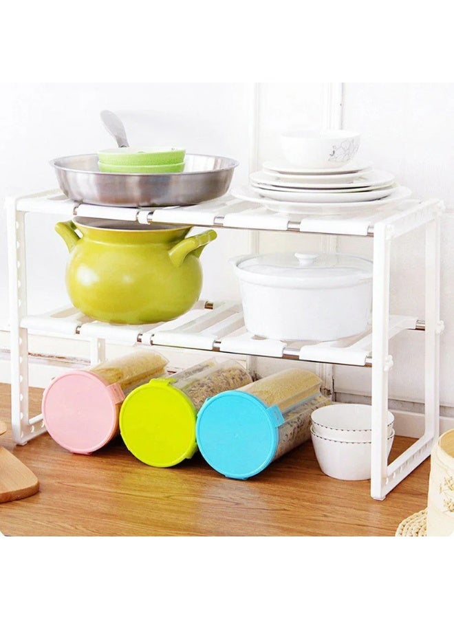 Under Sink Organizer Shelf – 2-Tier Adjustable Storage Rack with Sliding Drawers & Hooks | Space-Saving Bathroom & Kitchen Cabinet Organizer, Rustproof Steel Frame  - Image 3