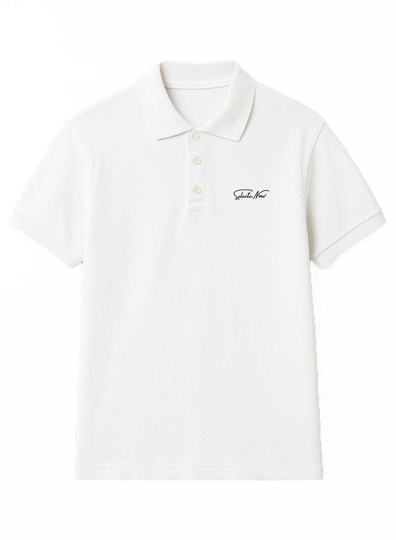 Selecta Now Men’s Stretchable Cotton Polo Shirt – Short Sleeves, Breathable, White – Perfect for Office & Casual Outings  - Image 4