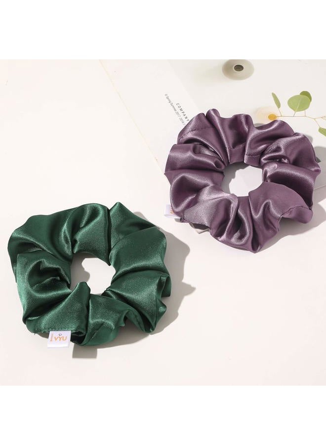 Ivyu Silk Scrunchies for Girls and Women - Cute Hairties for Thick, Curl, or Fine Hair, No Crease Soft Hair Accessories, Ponytail Holders (Burgundy, Purple, Pink, Green) - Image 5