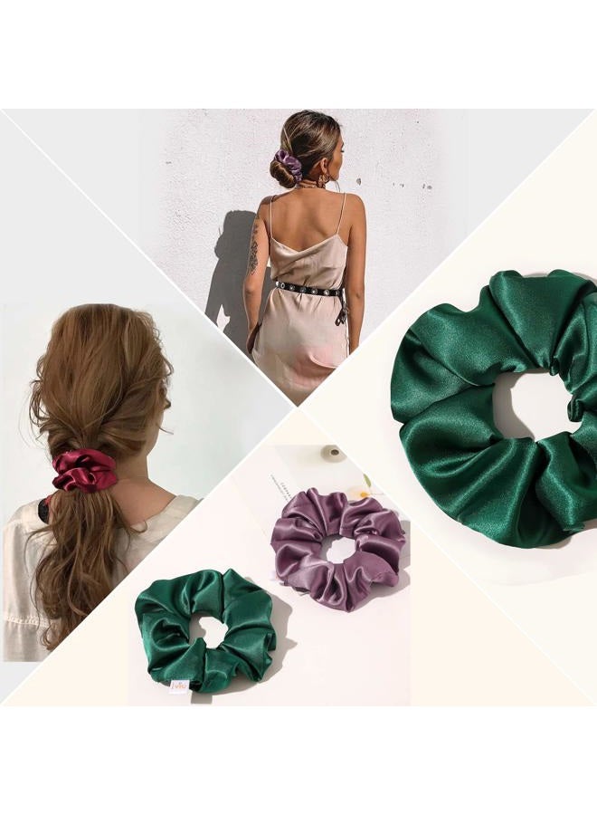 Ivyu Silk Scrunchies for Girls and Women - Cute Hairties for Thick, Curl, or Fine Hair, No Crease Soft Hair Accessories, Ponytail Holders (Burgundy, Purple, Pink, Green) - Image 2