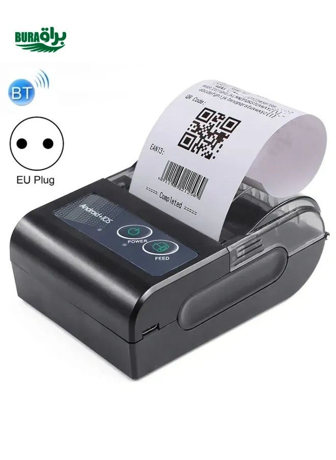 Generic 58HB6 Portable Bluetooth Thermal Printer Label Takeaway Receipt Machine, Supports Multi-Language & Symbol/Picture Printing, Model: EU Plug (Brazilian Portuguese)  - Image 1