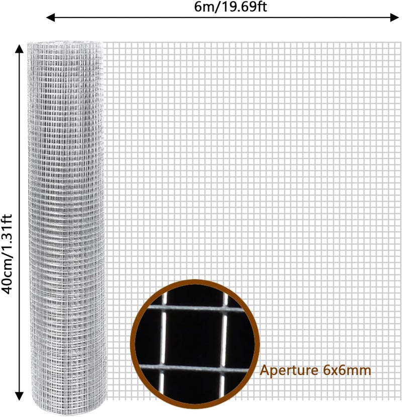 Atoke 6mx400mm Rodent Proofing Wire Mesh,Galvanised Welded Metal Rat Proof Mesh Sheet,Versatile Wire Mesh Roll for Vents,Air Brick, Windows, Door, Garden and DIY Project - Image 2