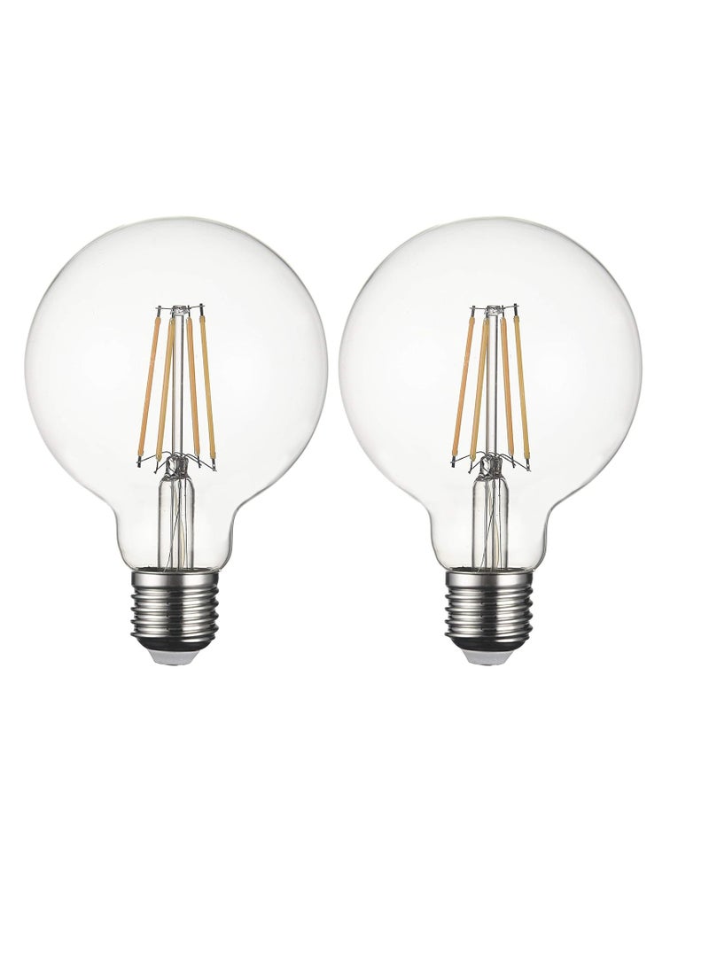 ESNCO E27 LED Bulbs Globe Vintage Filament Led Light Bulbs 8W 850LM(Equal. 75W) G95 No Flicker Edison Screw LED Bulbs, 2700K,Non-dimmable, 2 Packs(G95-E27)  - Image 1