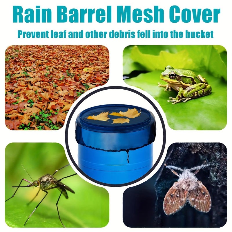 Rain Barrel Mesh Cover 23.62 Inch with Drawstring for Garden Debris Protection - Image 2