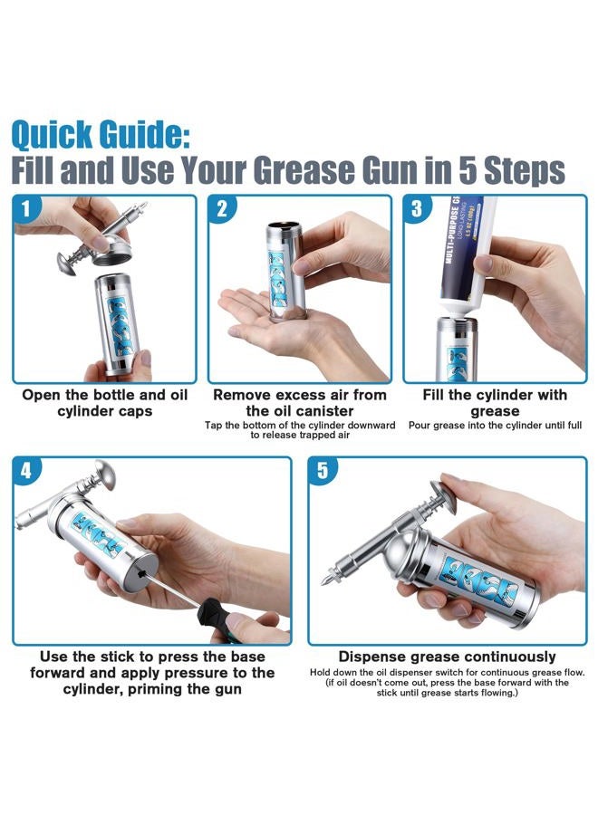 LemonRoad Mini Grease Gun with High Performance Bike lube, Small Grease Gun Kit with Needle Nozzle, Pistol Grip Bicycle lube Tools 3OZ Cartridges, Lubrication Tool for Bicycle, Chain, Wheel Bearings - Image 5