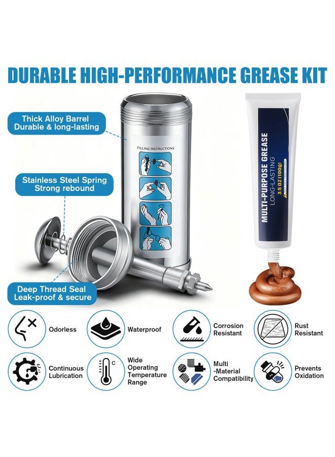 LemonRoad Mini Grease Gun with High Performance Bike lube, Small Grease Gun Kit with Needle Nozzle, Pistol Grip Bicycle lube Tools 3OZ Cartridges, Lubrication Tool for Bicycle, Chain, Wheel Bearings - Image 4