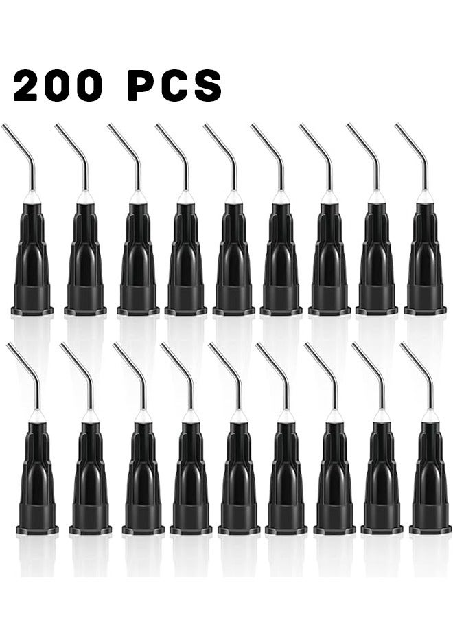 Realfrog 200pcs Irrigation Bent Dental Needle Set ,Blunt Tip Dispensing Needles 20Ga, Disposale Dental Pre-Bent Irrigation Needle Tips,Black,Great for Oil or Glue Applicator - Image 1