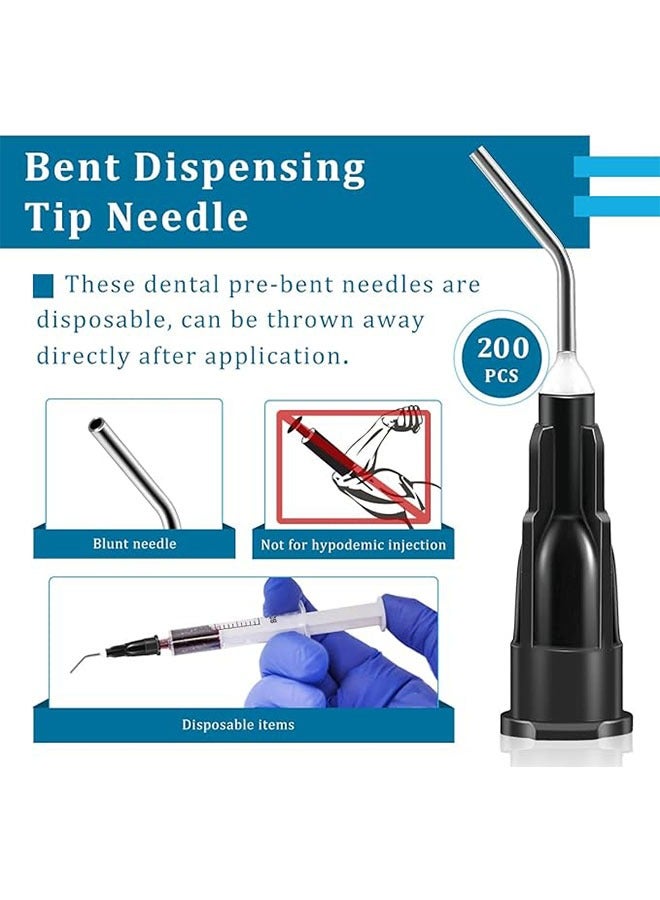 Realfrog 200pcs Irrigation Bent Dental Needle Set ,Blunt Tip Dispensing Needles 20Ga, Disposale Dental Pre-Bent Irrigation Needle Tips,Black,Great for Oil or Glue Applicator - Image 2