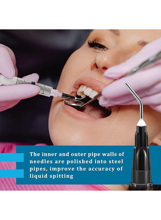 Realfrog 200pcs Irrigation Bent Dental Needle Set ,Blunt Tip Dispensing Needles 20Ga, Disposale Dental Pre-Bent Irrigation Needle Tips,Black,Great for Oil or Glue Applicator - Image 4