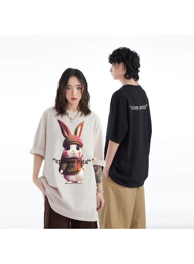 EPTISON Slimming Versatile Top - Summer Polo Shirt With Adorable Bunny Print, Short Sleeve T-shirt For Women - Image 2