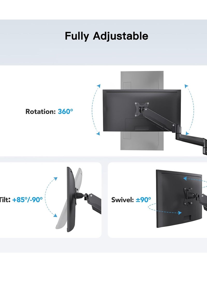 ELTRAZONE Triple Monitor Mount for 17-32 Inch Screens – Height Adjustable Monitor Arm, Holds Up to 8kg per Arm, Black - Image 4