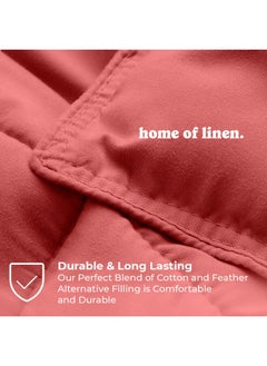 Home of linens Cotton - Plain - 3 Pieces Heavy Comforter Set - 2.8Kgs - Down Alternative Filling - (For Matress 100cm/120cm) - Size (180cm x 240cm) + 2 Pillow Case Covers (50cm x 70cm) - Watermelon  - Image 3
