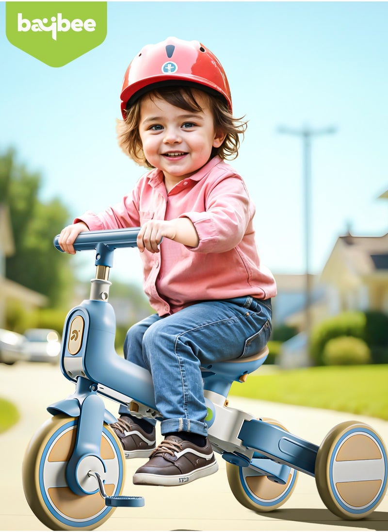 BAYBEE - Novak 4 in 1 Convertible Baby Tricycle for Kids, Baby Kids Cycle with 3 Height Adjustable Parental Handle, Balance Bike & Bicycle Mode | Foldable Kids Tricycle Cycle for Kids 1.5 to 5 Years Blue - Image 1
