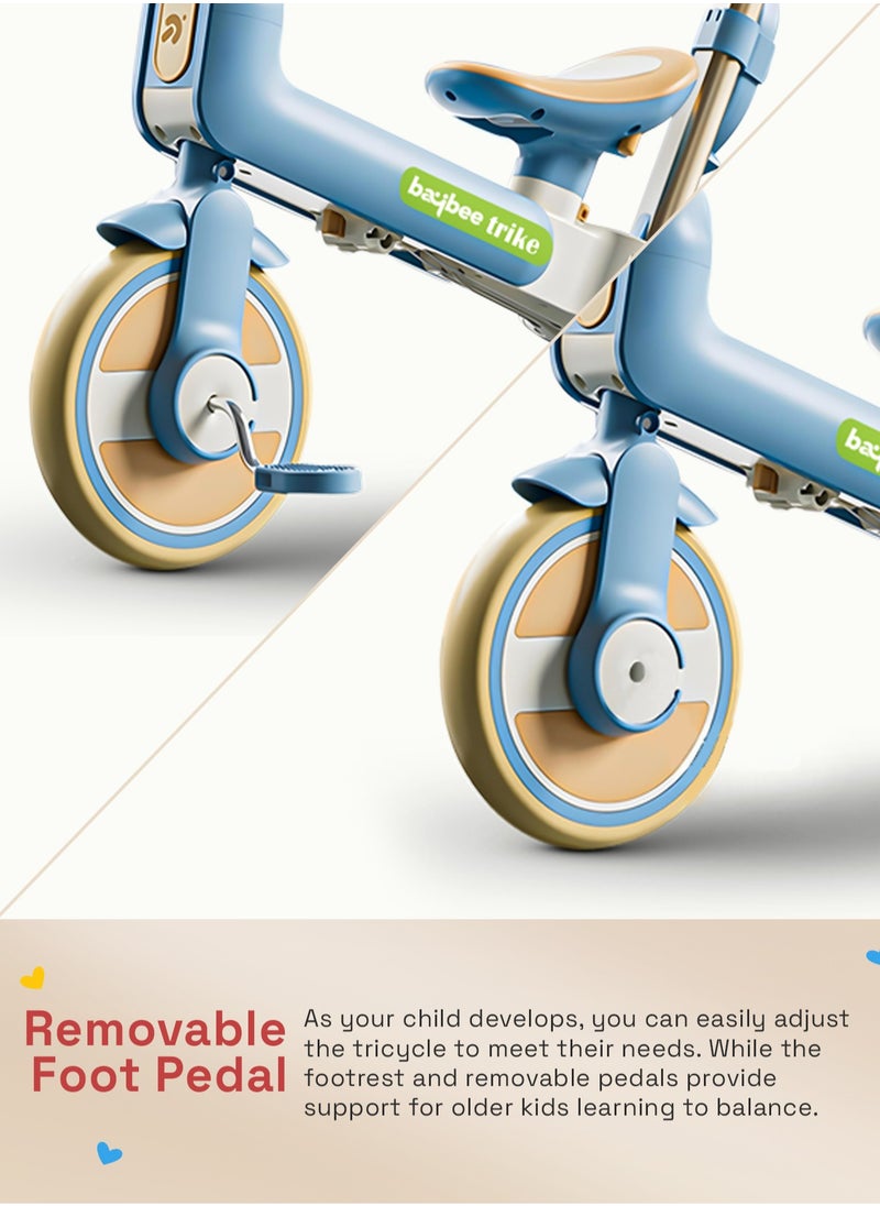 BAYBEE - Novak 4 in 1 Convertible Baby Tricycle for Kids, Baby Kids Cycle with 3 Height Adjustable Parental Handle, Balance Bike & Bicycle Mode | Foldable Kids Tricycle Cycle for Kids 1.5 to 5 Years Blue - Image 1