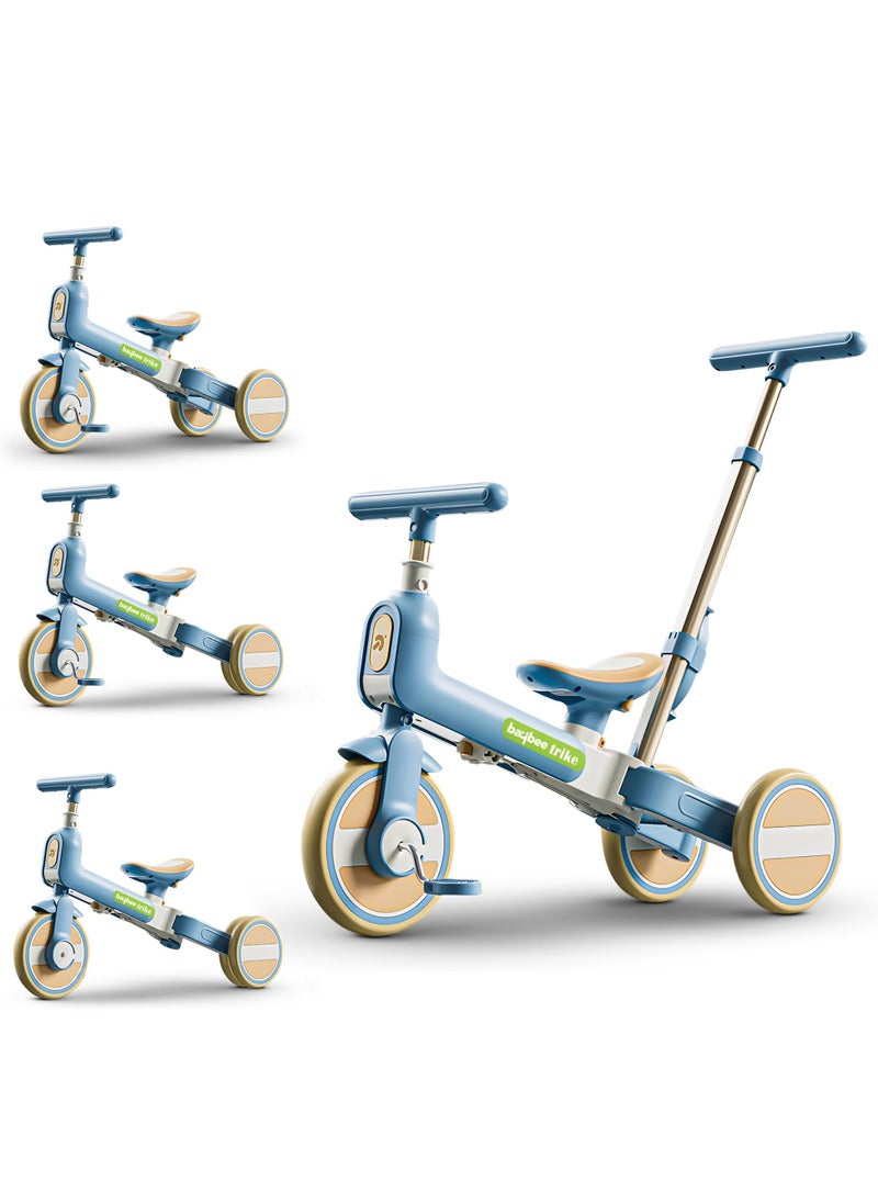 BAYBEE - Novak 4 in 1 Convertible Baby Tricycle for Kids, Baby Kids Cycle with 3 Height Adjustable Parental Handle, Balance Bike & Bicycle Mode | Foldable Kids Tricycle Cycle for Kids 1.5 to 5 Years Blue - Image 1
