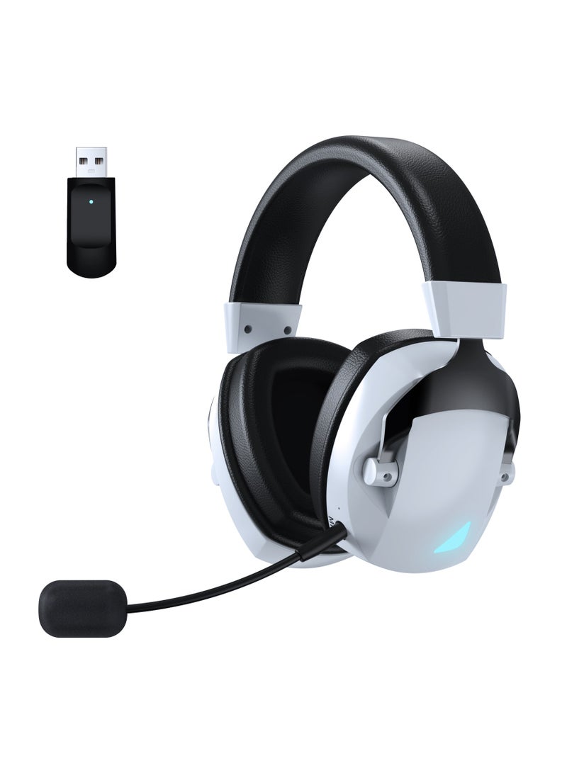 MOTMOOK Gaming Headset Wireless Tri-Mode Headset Bluetooth/2.4G for PC/Xbox/PS5/PS4/Switch/Tablet/Mobile, Ultra Low Latency Wireless Gamer Headphone with Microphone Phantom color RGB light effect  - Image 1