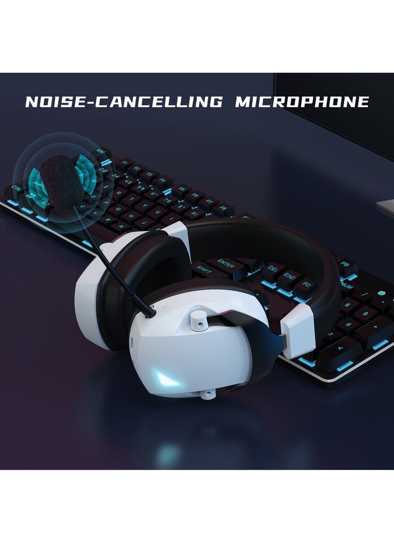 MOTMOOK Gaming Headset Wireless Tri-Mode Headset Bluetooth/2.4G for PC/Xbox/PS5/PS4/Switch/Tablet/Mobile, Ultra Low Latency Wireless Gamer Headphone with Microphone Phantom color RGB light effect  - Image 4