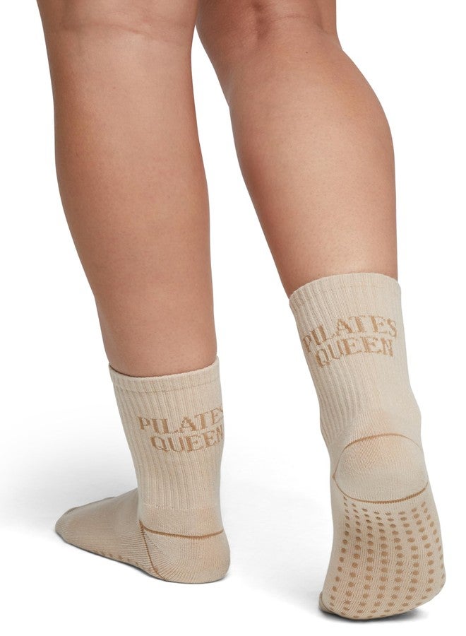 ويلدفوكس جوارب كارلا النسائية من وايلدفوكس، جوارب بيلاتس قصيرة للكاحل، مزودة بقبضة مانعة للانزلاق، عبوة من قطعتين، لون بخور/ورق البرشمان - Image 2