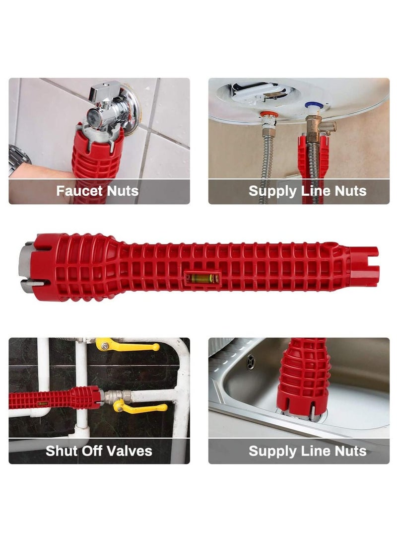 Faucet and Sink Wrench 8 in 1,Multi-purpose Faucet Wrench Tool,Basin Wrench Plumbing Tools with Gradienter For Plumbers And Homeowners - Image 1