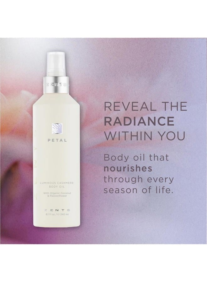 zents Luminous Cashmere Body Oil (Petal Fragrance) | Moisturizing Body Oil with Vitamin E & Organic Coconut Oil | Softens & Smooths Skin | 8 fl oz - Image 2