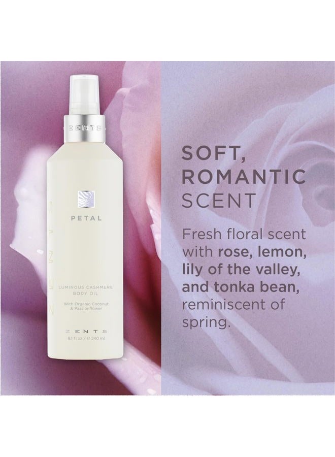 zents Luminous Cashmere Body Oil (Petal Fragrance) | Moisturizing Body Oil with Vitamin E & Organic Coconut Oil | Softens & Smooths Skin | 8 fl oz - Image 4