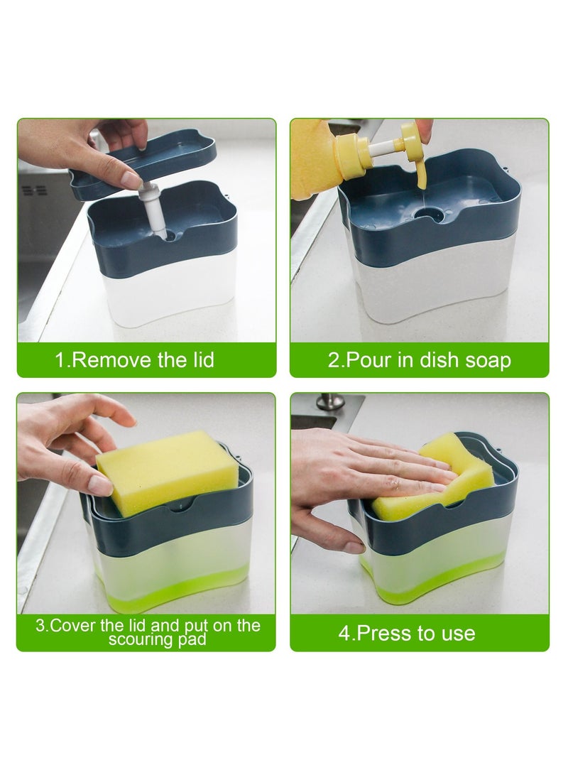 HOMESTAR Soap Pump Dispenser and Sponge Holder for your Kitchen Sink Counter Top Liquid Dish Washing - Image 4