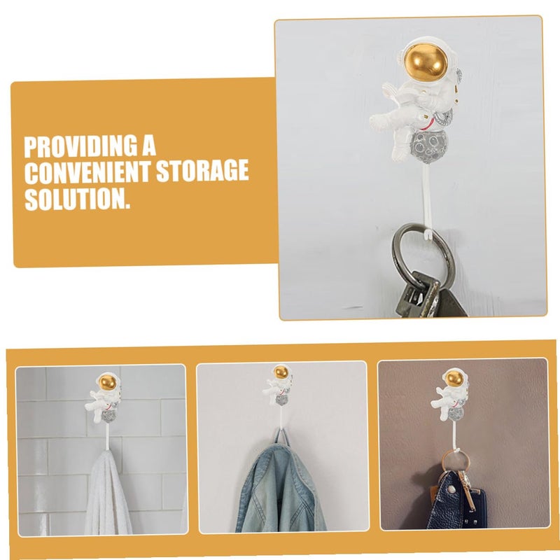 Astronaut Shaped Adhesive Hooks Strong Sticky Wall Mounted Coat Towel Hanger for Bathroom Kitchen Entryway Storage - Image 3